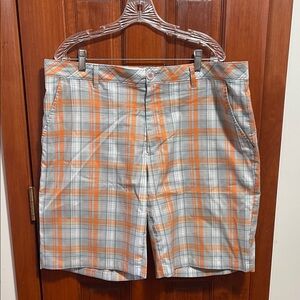 slim fit Orange and Gray Plaid Men's Shorts